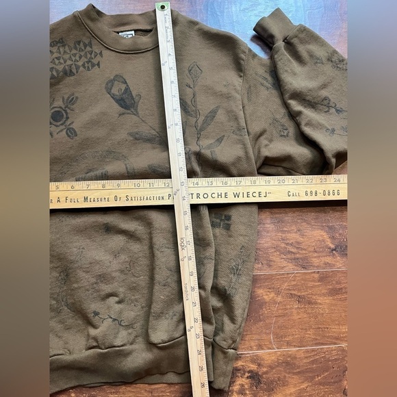 Los Angeles Apparel Cotton 14 Heavy Fleece Crew Neck Sweatshirt Olive Green - Picture 5 of 7